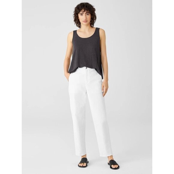 Eileen Fisher Tapered Leg Jeans High-Rise Stretch Denim White Women Plus Size 14 - Picture 1 of 15